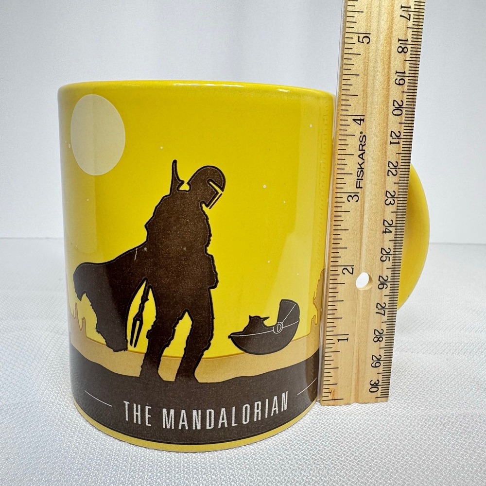 Star Wars The Mandalorian Coffee Mug Disney Baby Yoda Grogu Silhouette YellowCup - Picture 7 of 8
